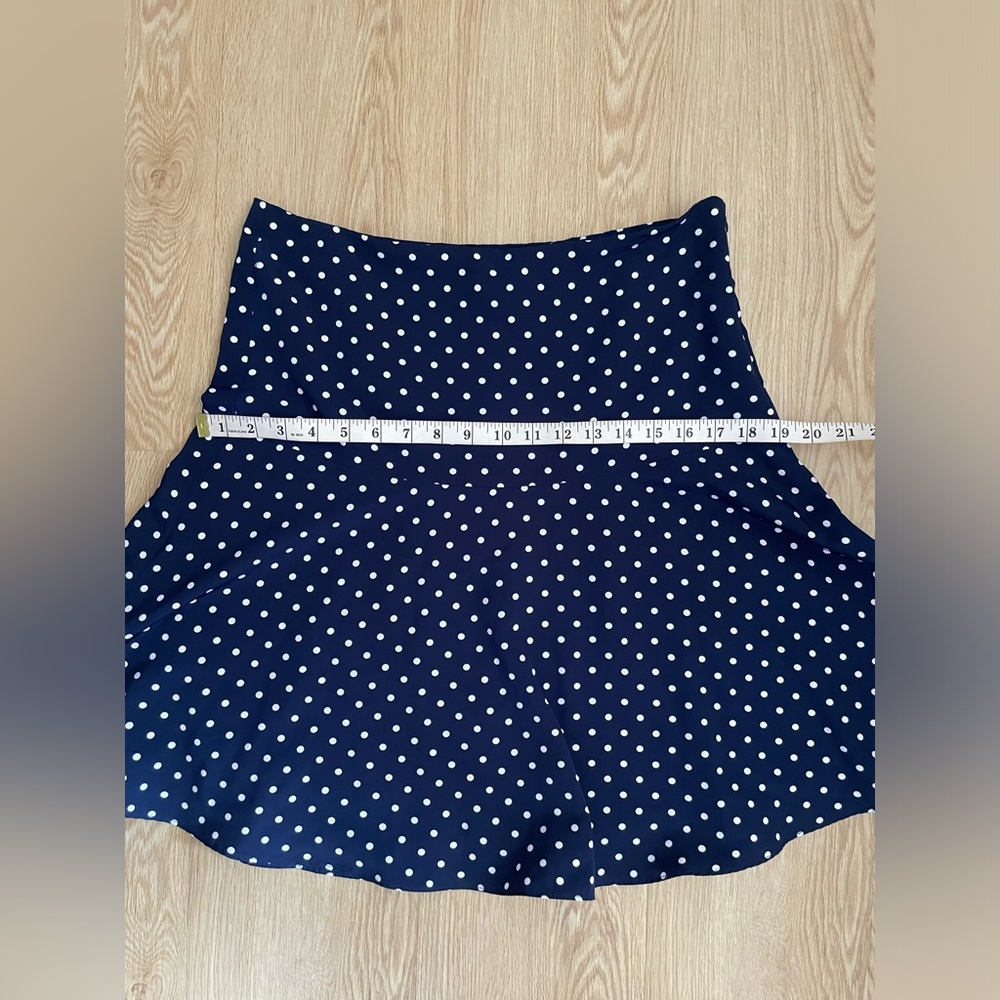 Preppy Polka Dot Navy Flare Mini Skirt Quiet Luxury Lauren RL Sz 6 - Picture 10 of 15